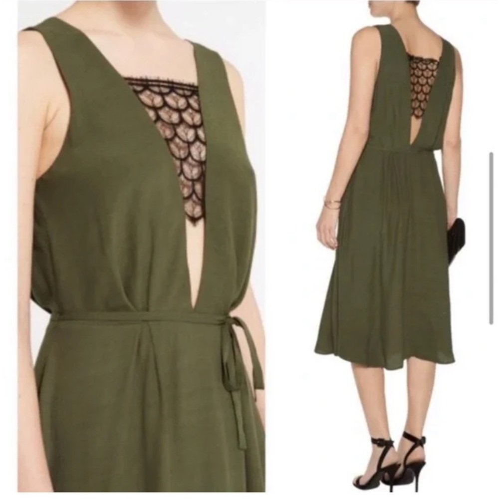 Sandro plunge neck midi dress